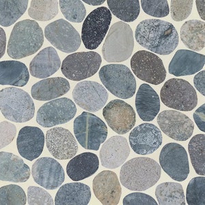 Toba Slice Pebble Mosaic, Backsplash Tiles for Kitchen, Shower, and Bathroom Walls and floors  (12" X 12") 5 tiles per case