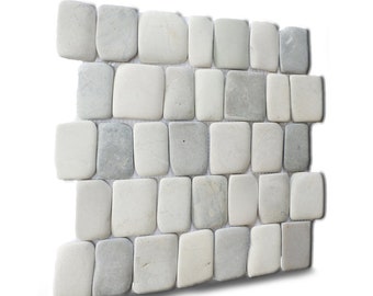 Canine Cloud Natural Stone Mosaic Wall and Floor Tiles, Handmade Bathroom Tile, Decorative Stones Tiles (12"x12") 5 Tiles per case