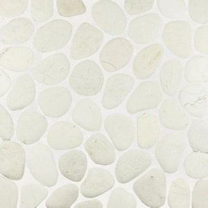 Pebble Tile, White Pebble Floor Wall Tile, Decorative Backsplash Tile, Marble Stone Tile, Stone Mosaic Wall Tile