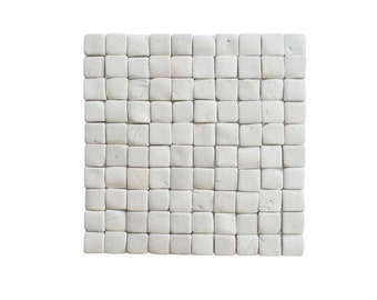 White Natural Stone Pebble Tiles: Decorative Mosaic Backsplash (12"x12", 5 Sheets)