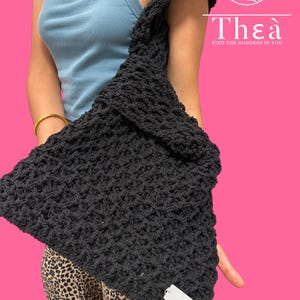 black crochet shoulder bag Japanese style