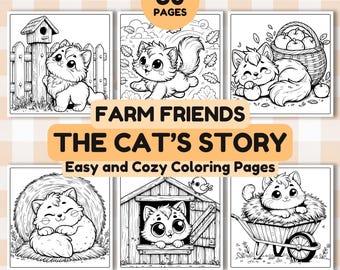 Farm Friends Coloring Page, Cat Coloring Book, Kitten Coloring, Pet Coloring Pages, Cute Animal Coloring, Farm Coloring, Can Coloring Sheet