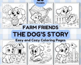 Cute Dog Coloring, Farm Friends, Dog Coloring Book, Dog Coloring, Pet Coloring Book, Farm Animal Coloring, Animal Coloring Book