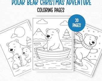 Polar Bear Christmas Coloring Pages | Winter Holiday Printable (PDF)