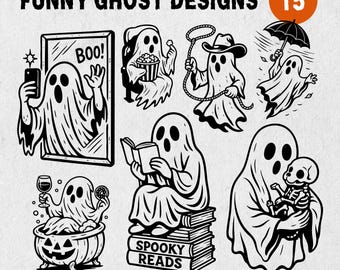 Funny Halloween Ghost SVG Bundle: Cricut & Silhouette Designs (Digital Download)