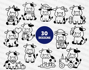 Highland Cow Clipart Bundle | Farmhouse svg, png, jpg, pdf, dxf, eps