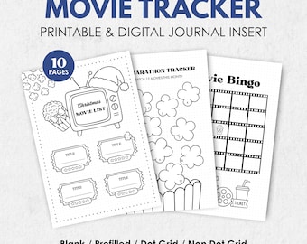 Movie Tracker Printable | Digital Film Journal, Bingo Challenge (PDF)