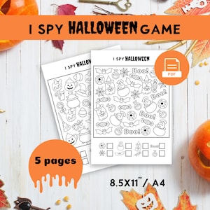 Ich Spioniere Halloween Spiele für Kinder aus, Ich Spioniere Halloween-Aktivitäten aus, Party Spiele, Halloween druckbare Spiele, Halloween-Aktivität, Halloween-Färbung