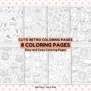 Retro Coloring Pages, Groovy Coloring Pages, Easy and Cozy Retro Coloring Pages, Printable Relaxation Art for Adults and Kids, Stress Relief