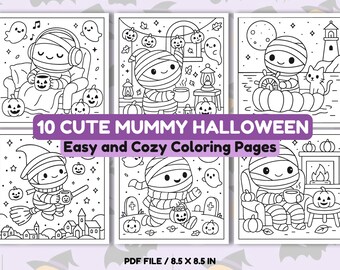 Mummy Halloween Coloring Pages, Cute Halloween Coloring Pages, Kawaii Halloween Coloring, Halloween Coloring Pages, Halloween Activities