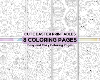 Easter Coloring Page, Easy Coloring Pages, Easter Egg Coloring Pages, Spring Coloring Page, Easter Activity, Coloring Pages