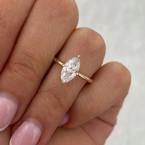 1.02 CT Marquise Moissanite Engagement Ring Unique 14k Solid Gold Solitaire Ring Marquise Cut Wedding Ring Dainty Bridal Ring Proposal Ring