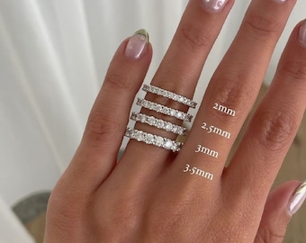 14k Yellow Gold Round Cut Moissanite Stacking Band /Full Eternity Wedding Band/Minimalist Matching Band/Promise Band/Anniversary Gifts/Band