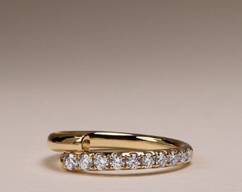 18k Yellow Gold Round Cut Moissanite Stacking Band /Half Eternity Wedding Band/Minimalist Matching Band/Promise Band/Anniversary Gifts/Band