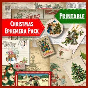 Christmas ephemera printable, Christmas ephemera pack, Christmas ephemera digital, Christmas scrapbook kits, Christmas Junk Journal, holiday
