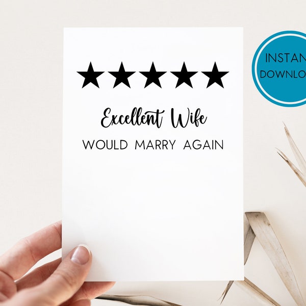 Excellent Wife would marry again greeting card for her, Funny Mother's Day Card for wife, Printable Cards for Mom