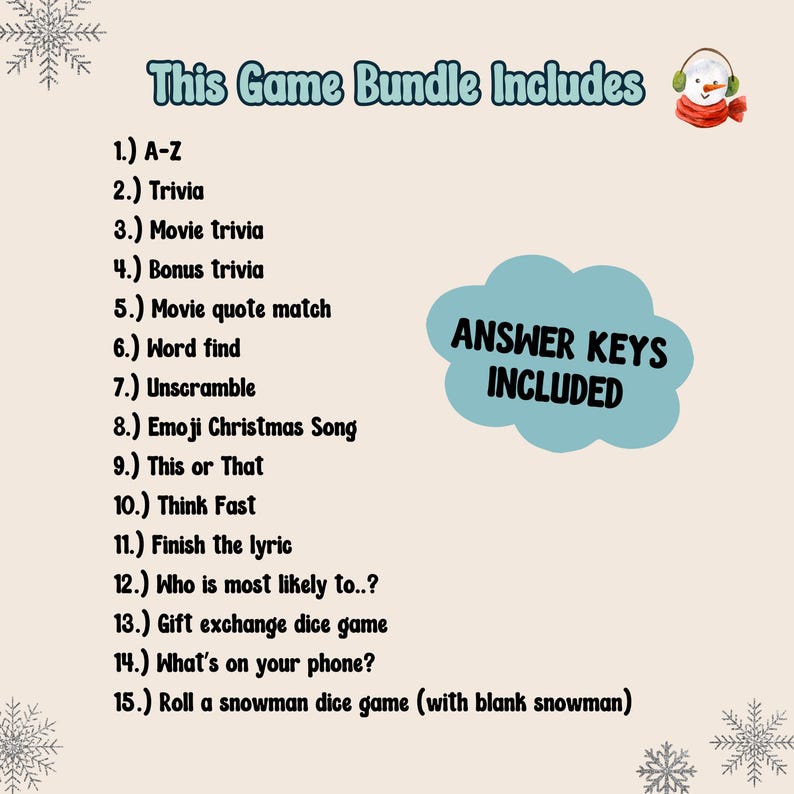 Printable Christmas Party Games, Holiday Party Games, Christmas Games for Kids and Adults ...