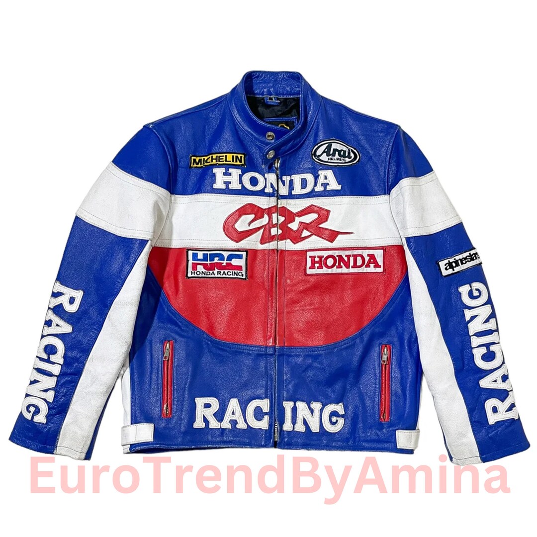 90s Moto GP Honda Leather Jacket for Men Motorbike Leather - Etsy