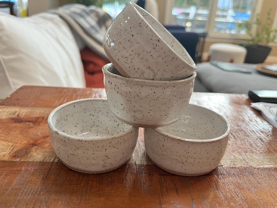 Ramekins in farmhouse white on brown speckle clay - Hand made!  Food and dishwasher safe