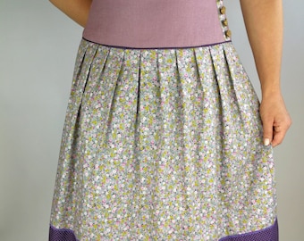 Traditional skirt, pleated skirt for women, purple, floral skirt, floral print, spring, summer, colorful, size 34 to size 44, skirt