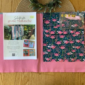Flamingo DIY sewing kit children&#39;s painting bag DIN A4 •everything included •sewing kit with illustrated instructions •sew unique item •gift idea for children •sewing project