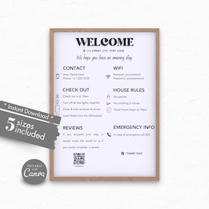 Cartel de bienvenida para anfitriones Airbnb, Cartel de bienvenida, Reglas de la casa Airbnb, Plantilla Airbnb, Cartel Contraseña Wifi, Vrbo