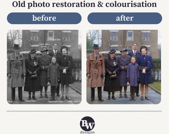 Premium  Old Photo Restoration & Colourisation - Memory Revival, Black and White to Vibrant Colour, Photo Repair Service, Digital Copy