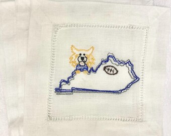 Embroidered Kentucky Football/Basketball Cocktail Napkins- Set of 4