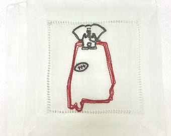 Embroidered Alabama Football/Basketball Cocktail Napkins- Set of 4