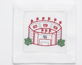 Embroidered Alabama Football Stadium Linen Cocktail Napkins - Set of 4
