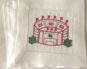 Embroidered Alabama Football Stadium Linen Cocktail Napkins - Set of 4