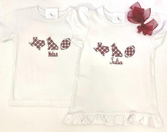 Embroidered Texas A&M Football Gingham Shirt/Bodysuit