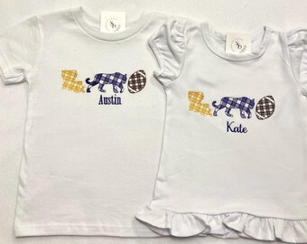 Embroidered LSU Football Gingham Shirt/Bodysuit
