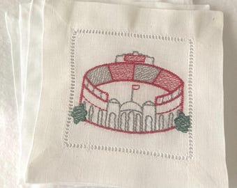Embroidered Ohio State Football Stadium Cocktail Napkins- Set of 4