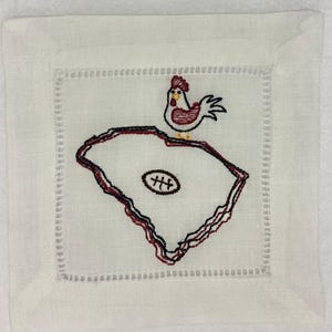 Embroidered South Carolina Football/Basketball Cocktail Napkins- Set of 4