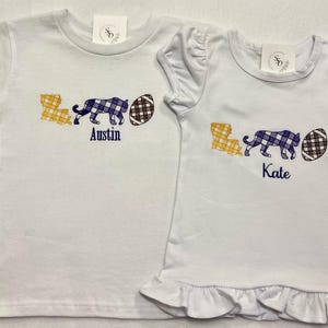 Embroidered LSU Football Gingham Shirt/Bodysuit