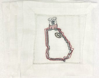 Embroidered Georgia Football/Basketball Cocktail Napkins- Set of 4