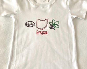 Embroidered Ohio State Football Shirt/Bodysuit