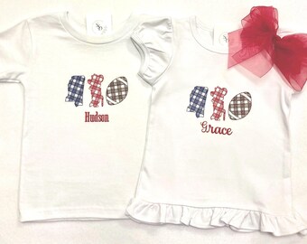 Embroidered Ole Miss Football Gingham Shirt/Bodysuit