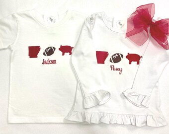Embroidered Arkansas Football Shirt/Bodysuit