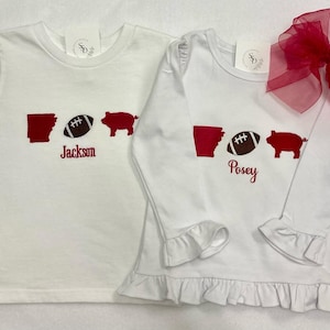 Embroidered Arkansas Football Shirt/Bodysuit