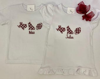 Embroidered Texas A&M Football Gingham Shirt/Bodysuit