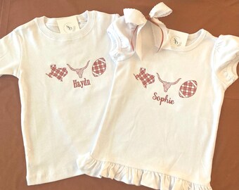 Embroidered Texas Football Gingham Shirt/Bodysuit