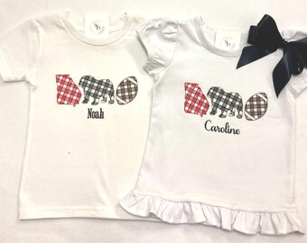 Embroidered Georgia Football Gingham Shirt/Bodysuit