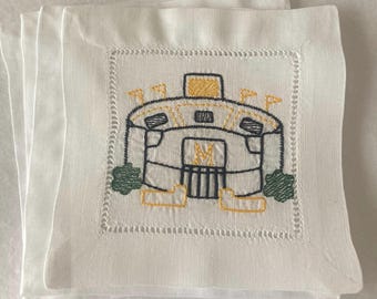 Embroidered Michigan Football Stadium Cocktail Napkins- Set of 4
