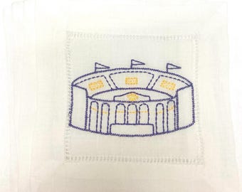 Juego de 4 piezas bordadas del estadio de fútbol americano de LSU