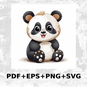 Cute baby panda layered SVG Kawaii panda cut file Cartoon panda cutting  Kids Cuttable Animal vector DXF Silhouette Cameo Cricut Vinyl Shirt