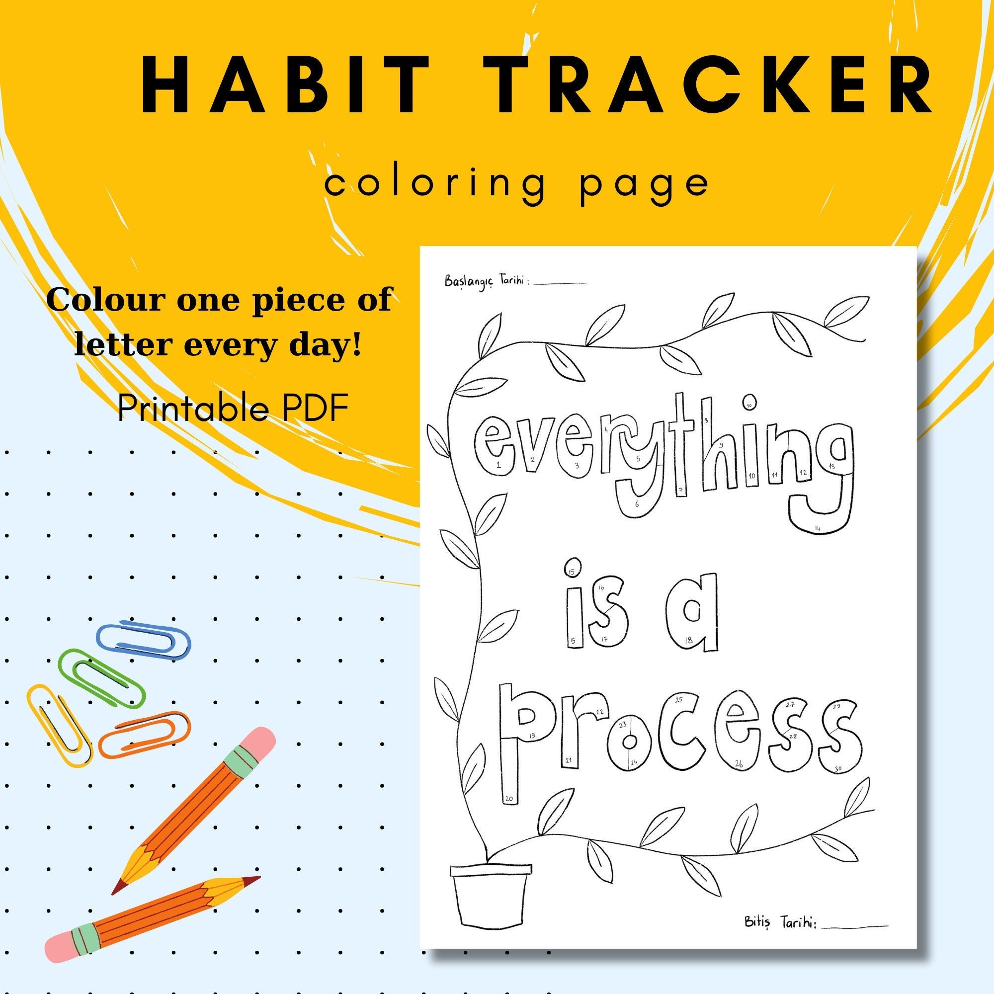 30 Days Habit Tracker Coloring - Il Fullxfull.5200046618 Infx