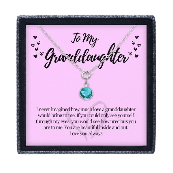 Granddaughter Birthstone Necklace, Gift from Grandpa or Grandma, Meaningful Gift for Granddaughter Valentine's Day, Birthday, Graduation