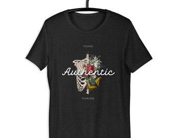 Authentic Floral Skeleton Tee - Botanical Ribcage Shirt - Unique Nature-Inspired Top - Unisex Fearless Fashion Cotton